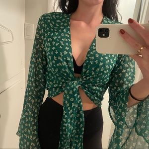 Green and white flower top from UO